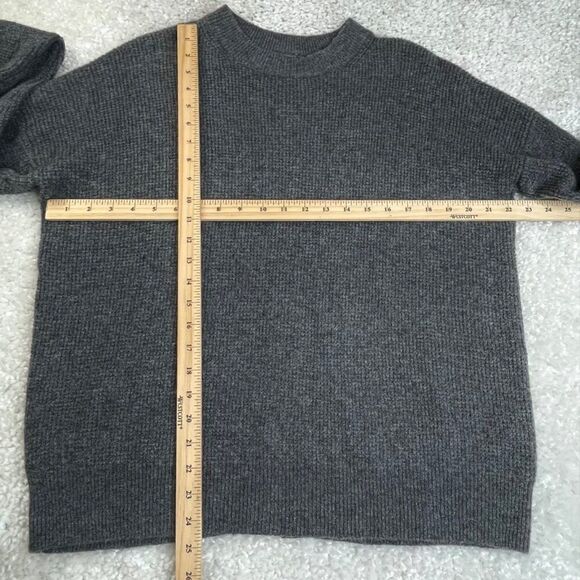 Point Sur Button Back Wool Alpaca Sweater Waffled Supersoft Yarn  Gray - Picture 9 of 10